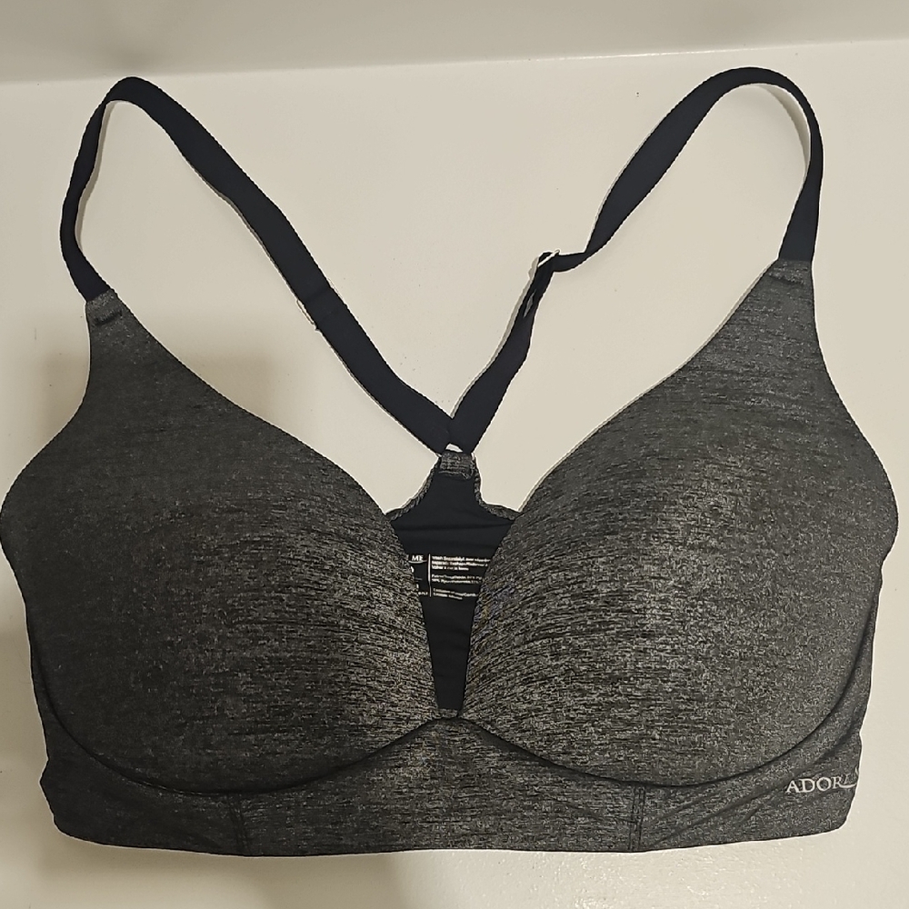 Adore Me 34D Lounge Bra Gray/Black Light Padding
